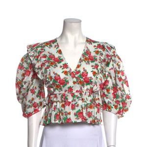 RHODE Floral Ruffle Crop Top Size M